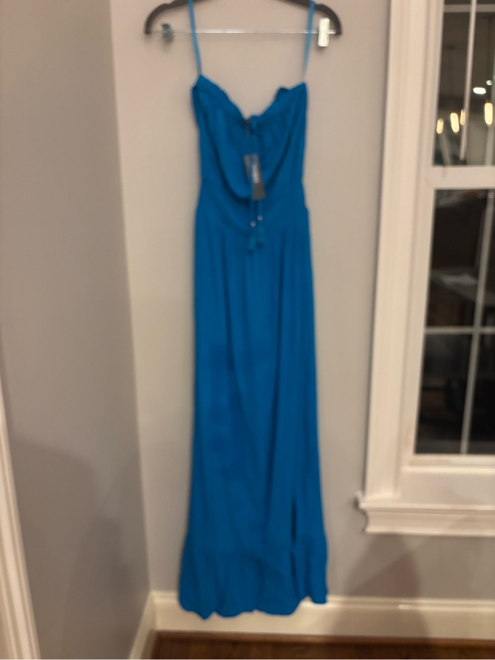 White House Black Market Strapless Turquoise/Blue Maxi Dress